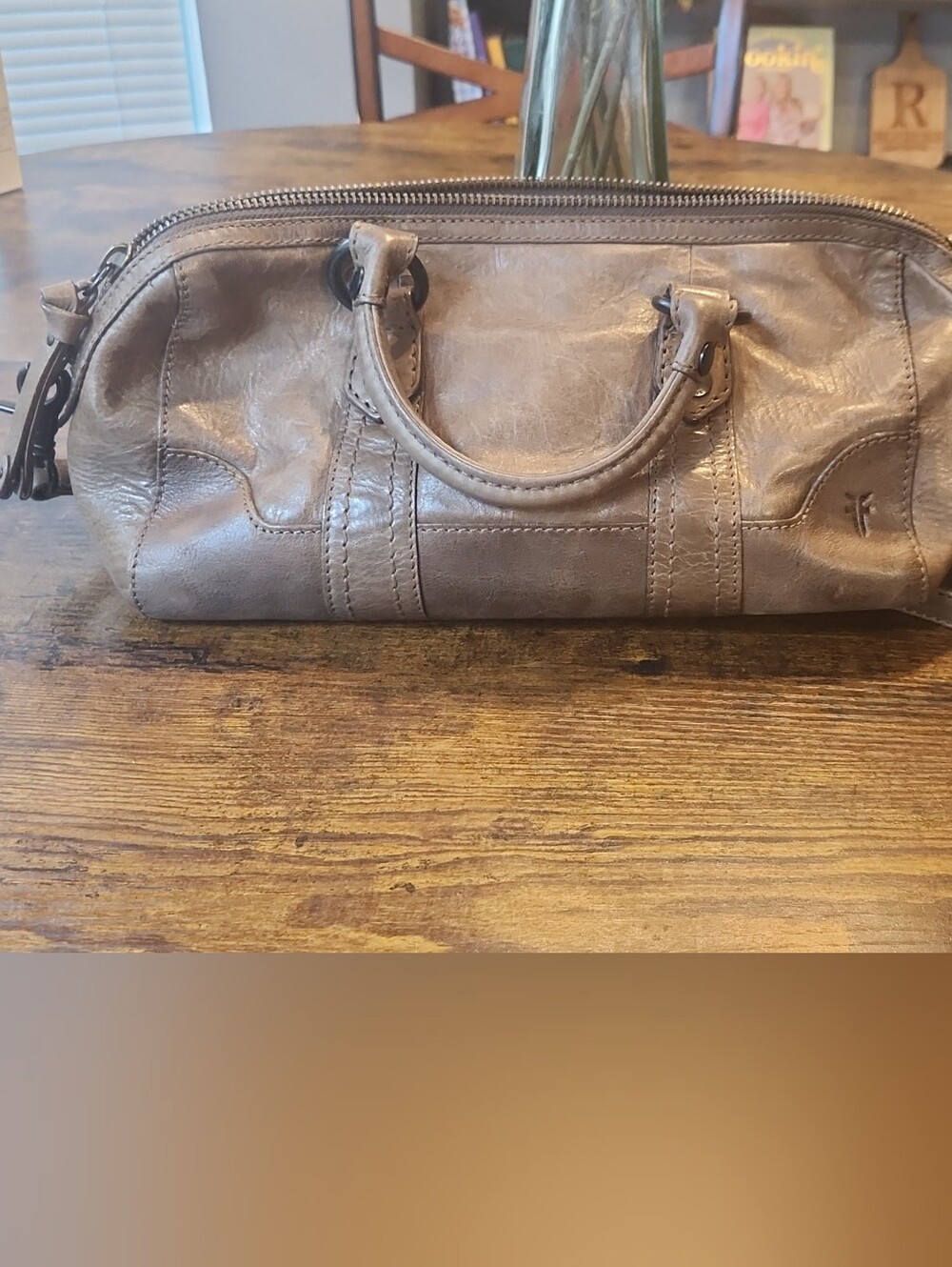 FRYE Leather Carry Satchel - Olive Brown